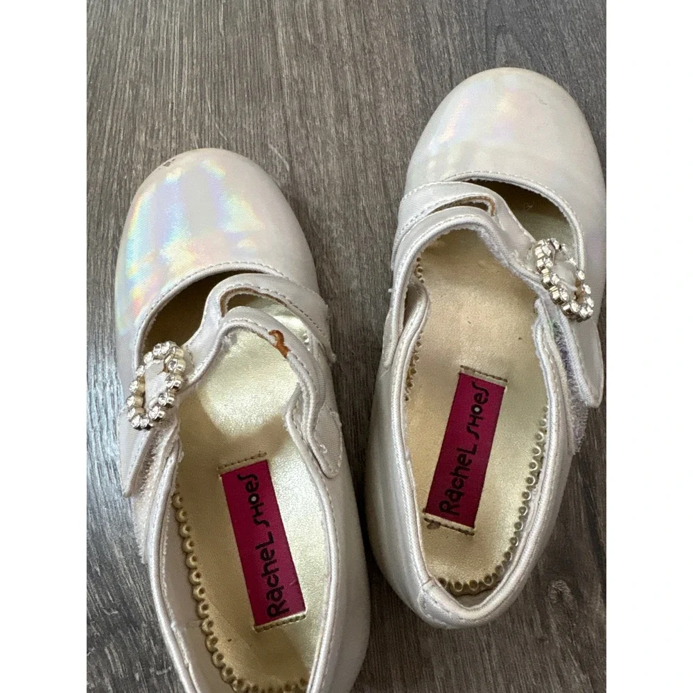 Rachel Shoes Girls Iridescent Mary Jane Flats with Rhinestone Buckle‎ Size 10